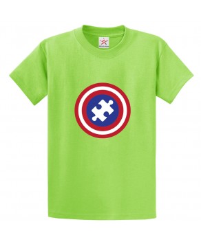 American Captain Flag Classic Unisex Kids and Adults T-Shirt For Autism Awareness Fans